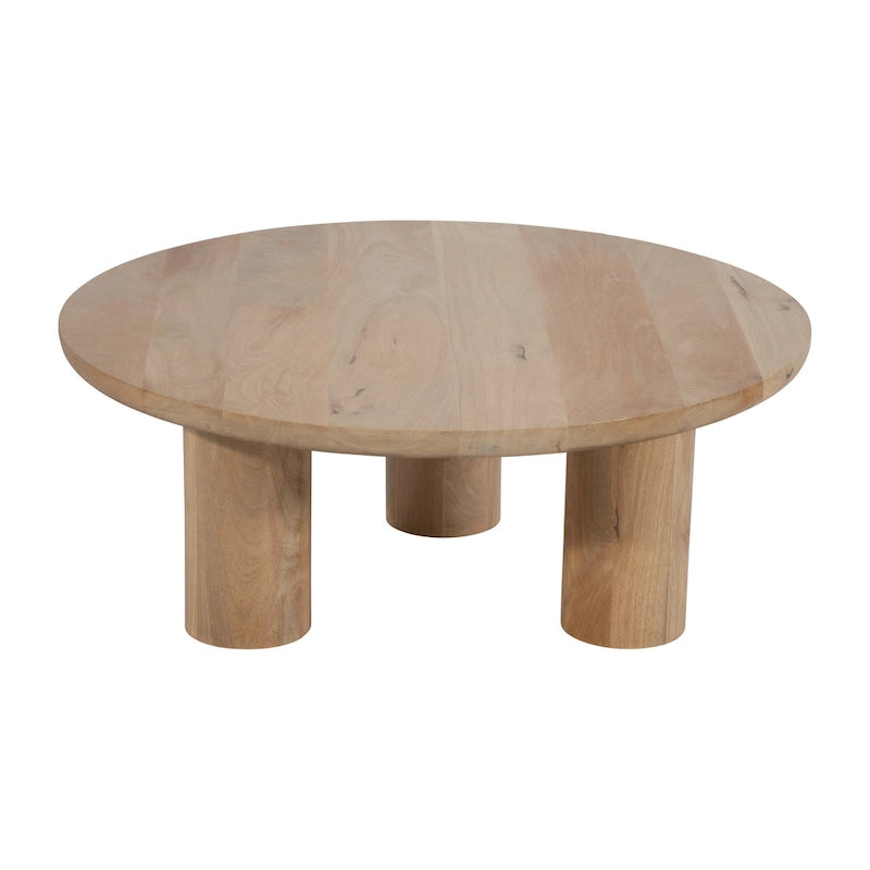 Table basse ronde – Bois de manguier naturel, style bohème, 1 à 2 utilisateurs