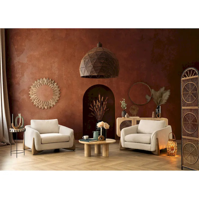 Table basse ronde – Bois de manguier naturel, style bohème, 1 à 2 utilisateurs