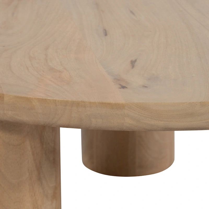 Table basse ronde – Bois de manguier naturel, style bohème, 1 à 2 utilisateurs