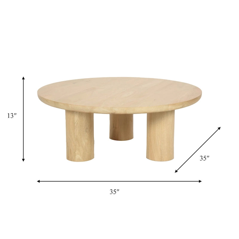 Table basse ronde – Bois de manguier naturel, style bohème, 1 à 2 utilisateurs