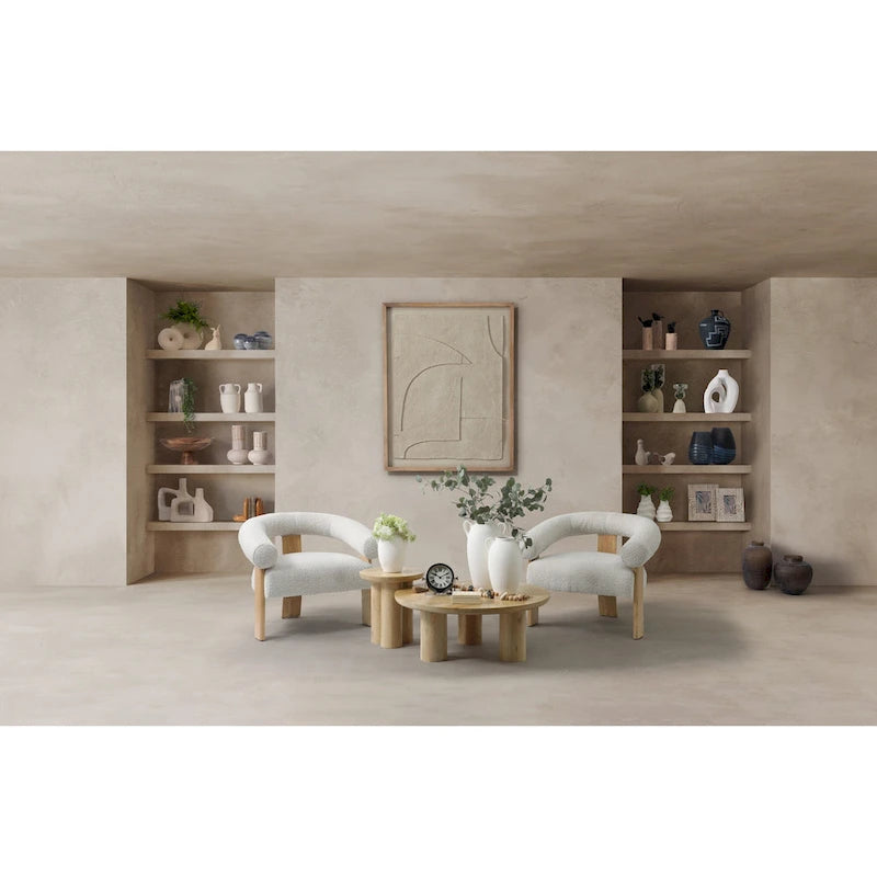 Table basse ronde – Bois de manguier naturel, style bohème, 1 à 2 utilisateurs