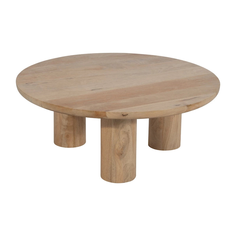 Table basse ronde – Bois de manguier naturel, style bohème, 1 à 2 utilisateurs