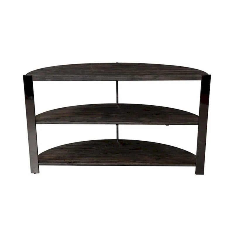 Console demi-lune avec 2 étagères – Anthracite et chrome, pin moderne, pour une personne