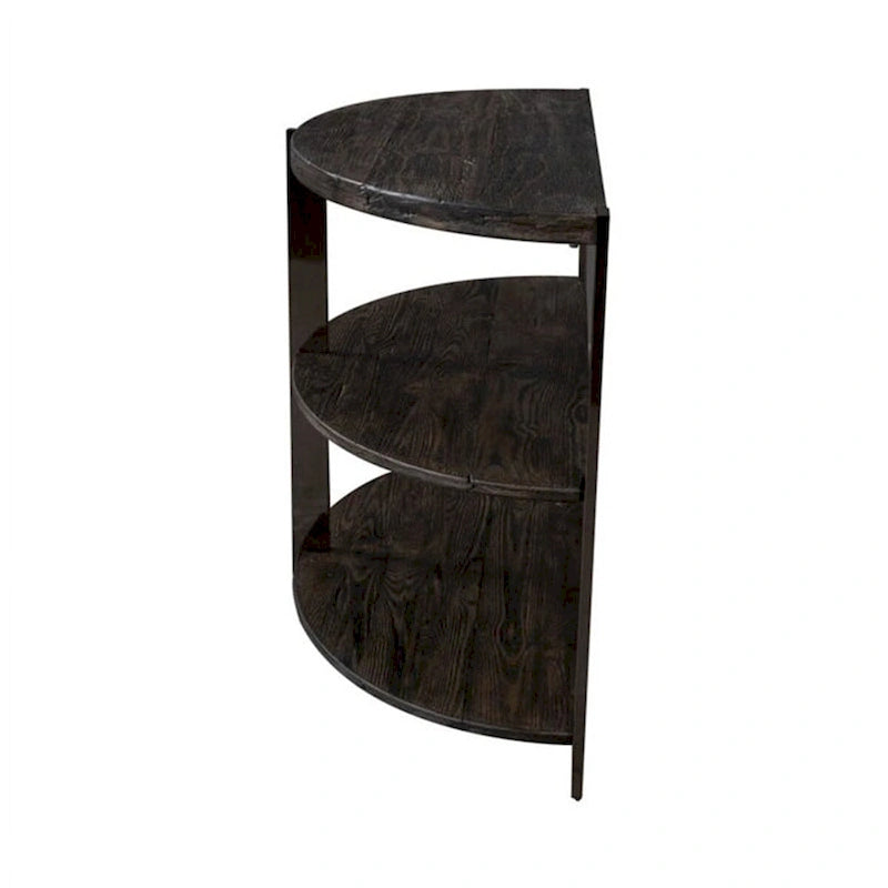Console demi-lune avec 2 étagères – Anthracite et chrome, pin moderne, pour une personne