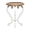 Guéridon d'appoint – Blanc et marron, pieds en bois défilés, style traditionnel, pour une personne