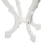 Guéridon d'appoint – Blanc et marron, pieds en bois défilés, style traditionnel, pour une personne