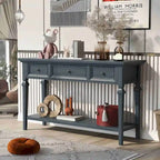 Console avec 3 tiroirs et une étagère – Gris délavé / Blanc antique / Bleu marine / Espresso, Bois de pin rétro classique, 1 à 2 utilisateurs