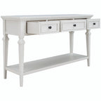 Console avec 3 tiroirs et une étagère – Gris délavé / Blanc antique / Bleu marine / Espresso, Bois de pin rétro classique, 1 à 2 utilisateurs