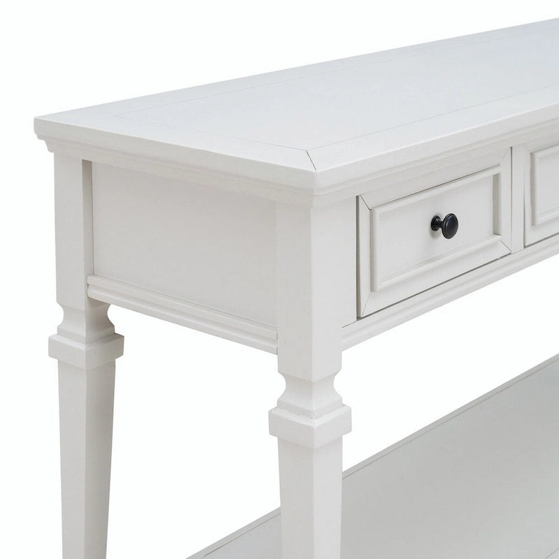 Console avec 3 tiroirs et une étagère – Gris délavé / Blanc antique / Bleu marine / Espresso, Bois de pin rétro classique, 1 à 2 utilisateurs