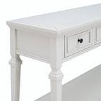 Console avec 3 tiroirs et une étagère – Gris délavé / Blanc antique / Bleu marine / Espresso, Bois de pin rétro classique, 1 à 2 utilisateurs