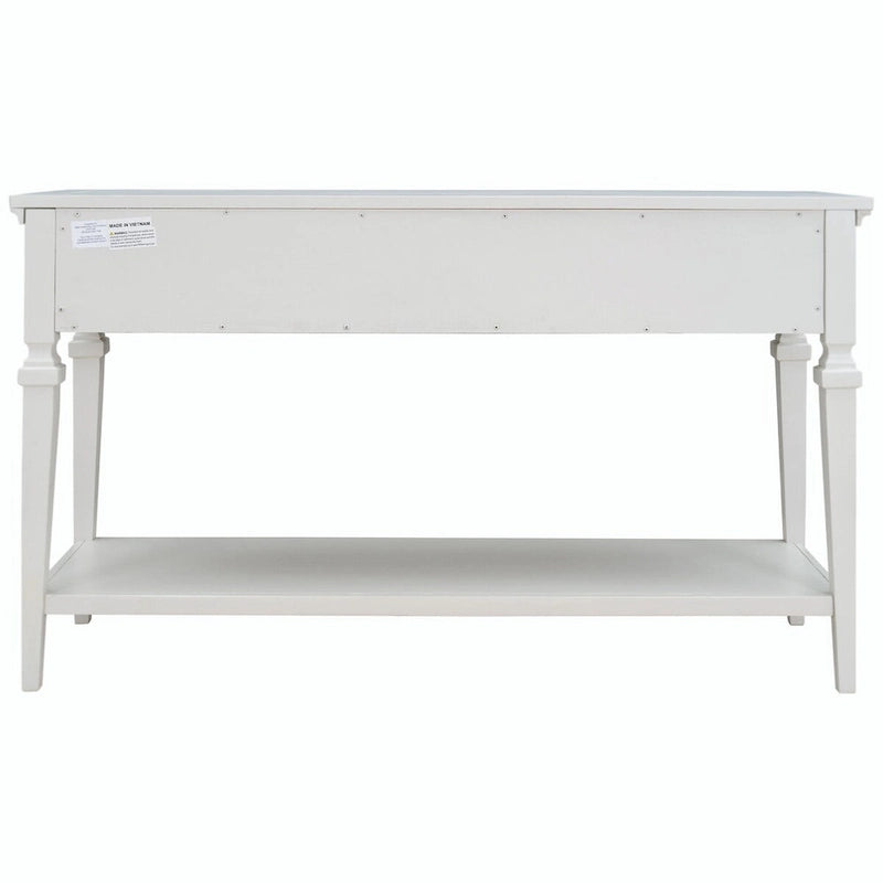 Console avec 3 tiroirs et une étagère – Gris délavé / Blanc antique / Bleu marine / Espresso, Bois de pin rétro classique, 1 à 2 utilisateurs