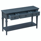 Console avec 3 tiroirs et une étagère – Gris délavé / Blanc antique / Bleu marine / Espresso, Bois de pin rétro classique, 1 à 2 utilisateurs