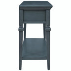 Console avec 3 tiroirs et une étagère – Gris délavé / Blanc antique / Bleu marine / Espresso, Bois de pin rétro classique, 1 à 2 utilisateurs