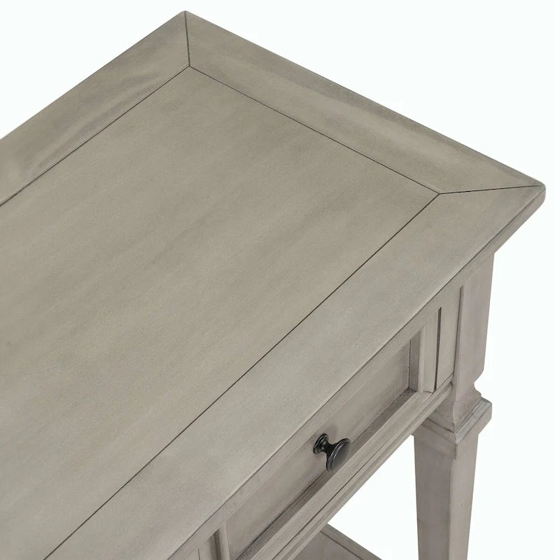 Console avec 3 tiroirs et une étagère – Gris délavé / Blanc antique / Bleu marine / Espresso, Bois de pin rétro classique, 1 à 2 utilisateurs