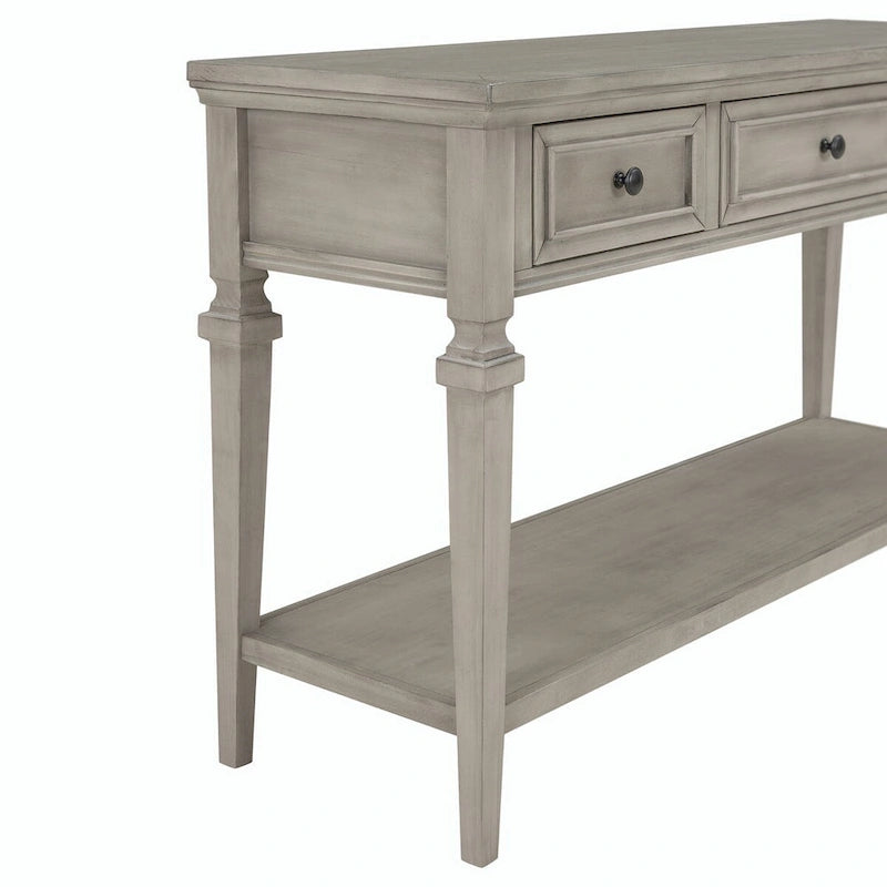 Console avec 3 tiroirs et une étagère – Gris délavé / Blanc antique / Bleu marine / Espresso, Bois de pin rétro classique, 1 à 2 utilisateurs