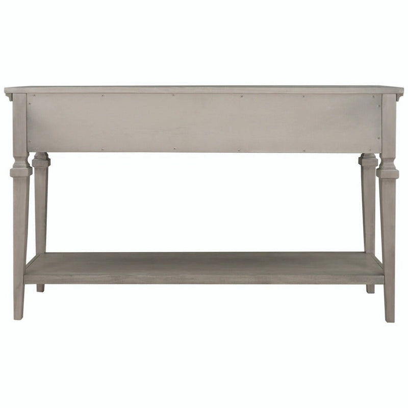 Console avec 3 tiroirs et une étagère – Gris délavé / Blanc antique / Bleu marine / Espresso, Bois de pin rétro classique, 1 à 2 utilisateurs
