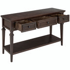 Console avec 3 tiroirs et une étagère – Gris délavé / Blanc antique / Bleu marine / Espresso, Bois de pin rétro classique, 1 à 2 utilisateurs