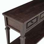 Console avec 3 tiroirs et une étagère – Gris délavé / Blanc antique / Bleu marine / Espresso, Bois de pin rétro classique, 1 à 2 utilisateurs