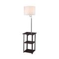 Table d'appoint avec lampadaire et station de recharge – Marron, bois et métal, utilisateur unique