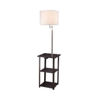 Table d'appoint avec lampadaire et station de recharge – Marron, bois et métal, utilisateur unique