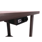 Table d'appoint avec lampadaire et station de recharge – Marron, bois et métal, utilisateur unique