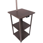 Table d'appoint avec lampadaire et station de recharge – Marron, bois et métal, utilisateur unique