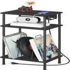 Support pour platine vinyle à 3 niveaux – Noir, plateau en MDF, utilisateur unique