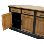 Crédence en bois Toulouse, Console de rangement de bureau, Meuble TV, Noir - 68W x 30H x 18D