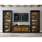 Crédence en bois Toulouse, Console de rangement de bureau, Meuble TV, Noir - 68W x 30H x 18D