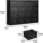 Cabinet d'apothicaire en bois massif noir / marron / bleu à 16 tiroirs pour 1