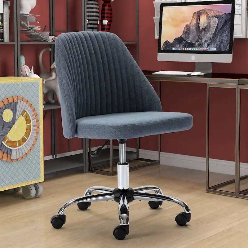 Chaise de bureau pivotante sans accoudoirs bleu / gris foncé, réglable en hauteur, à roulettes pour 1