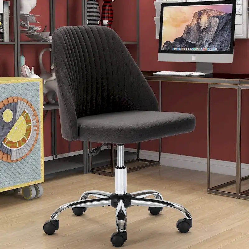 Chaise de bureau pivotante sans accoudoirs bleu / gris foncé, réglable en hauteur, à roulettes pour 1