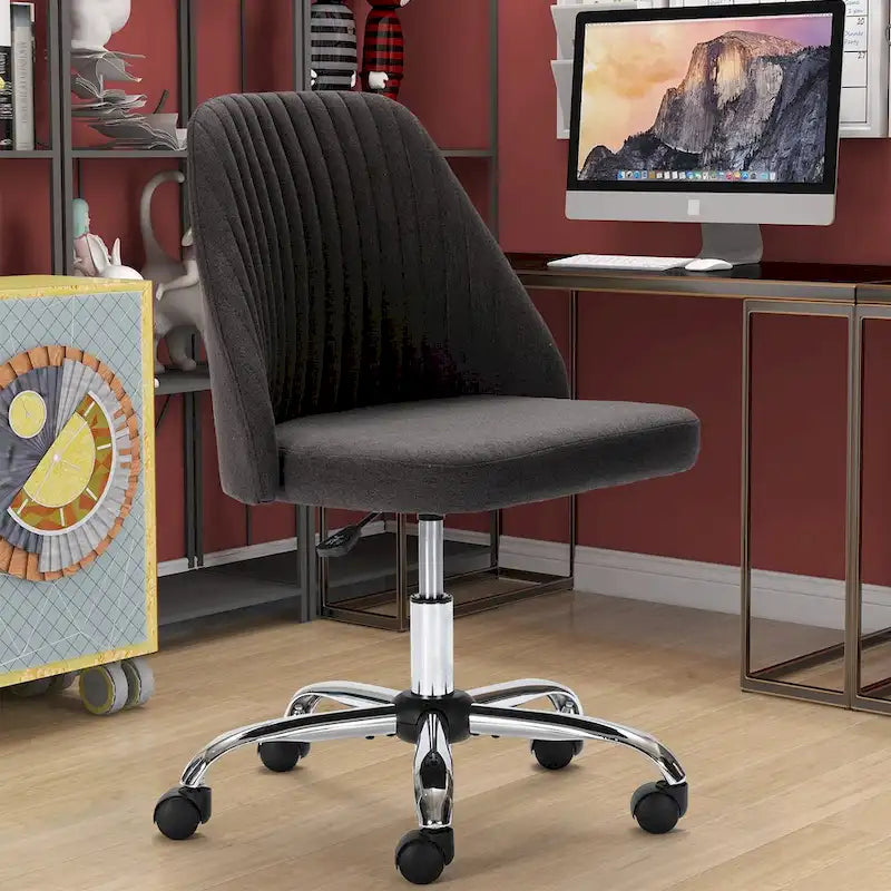 Chaise de bureau pivotante sans accoudoirs bleu / gris foncé, réglable en hauteur, à roulettes pour 1