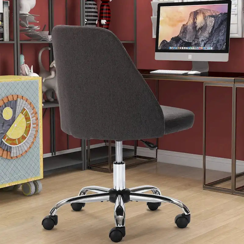Chaise de bureau pivotante sans accoudoirs bleu / gris foncé, réglable en hauteur, à roulettes pour 1