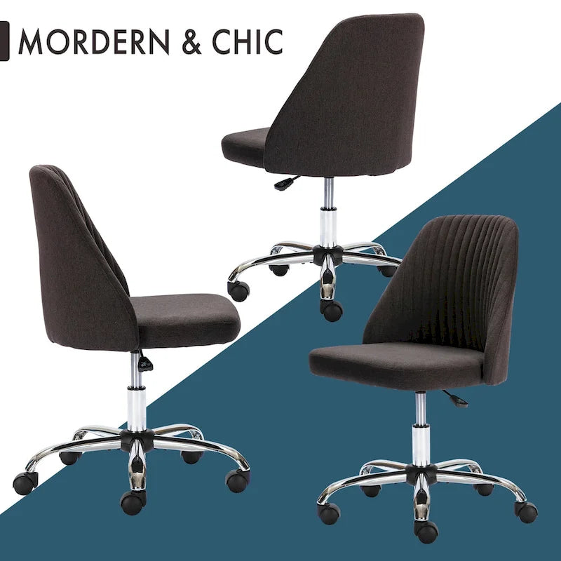 Chaise de bureau pivotante sans accoudoirs bleu / gris foncé, réglable en hauteur, à roulettes pour 1