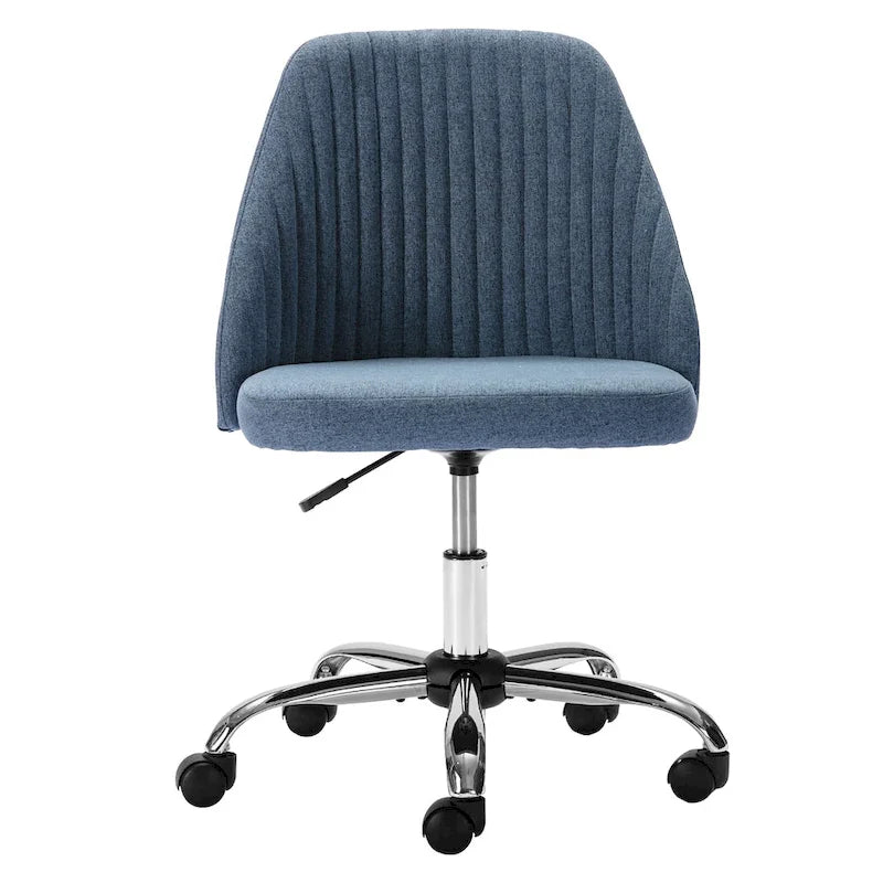 Chaise de bureau pivotante sans accoudoirs bleu / gris foncé, réglable en hauteur, à roulettes pour 1