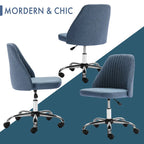 Chaise de bureau pivotante sans accoudoirs bleu / gris foncé, réglable en hauteur, à roulettes pour 1
