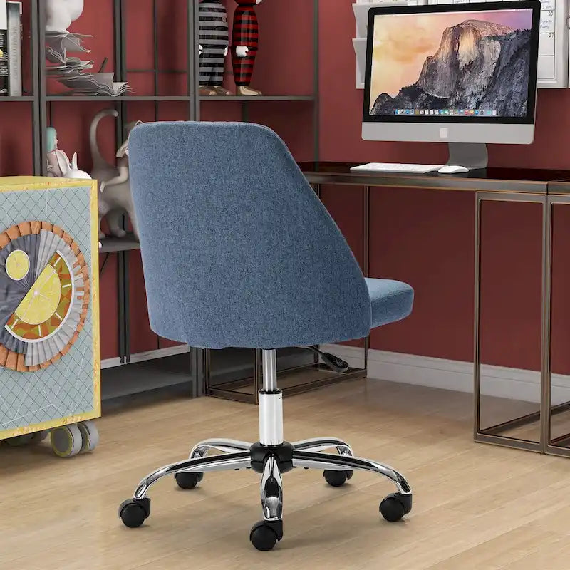 Chaise de bureau pivotante sans accoudoirs bleu / gris foncé, réglable en hauteur, à roulettes pour 1