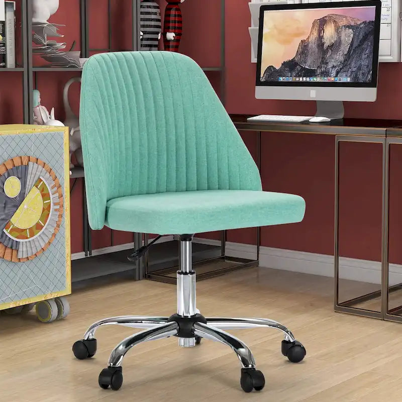 Chaise de bureau pivotante sans accoudoirs bleu / gris foncé, réglable en hauteur, à roulettes pour 1