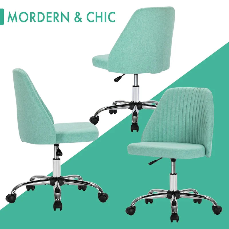 Chaise de bureau pivotante sans accoudoirs bleu / gris foncé, réglable en hauteur, à roulettes pour 1