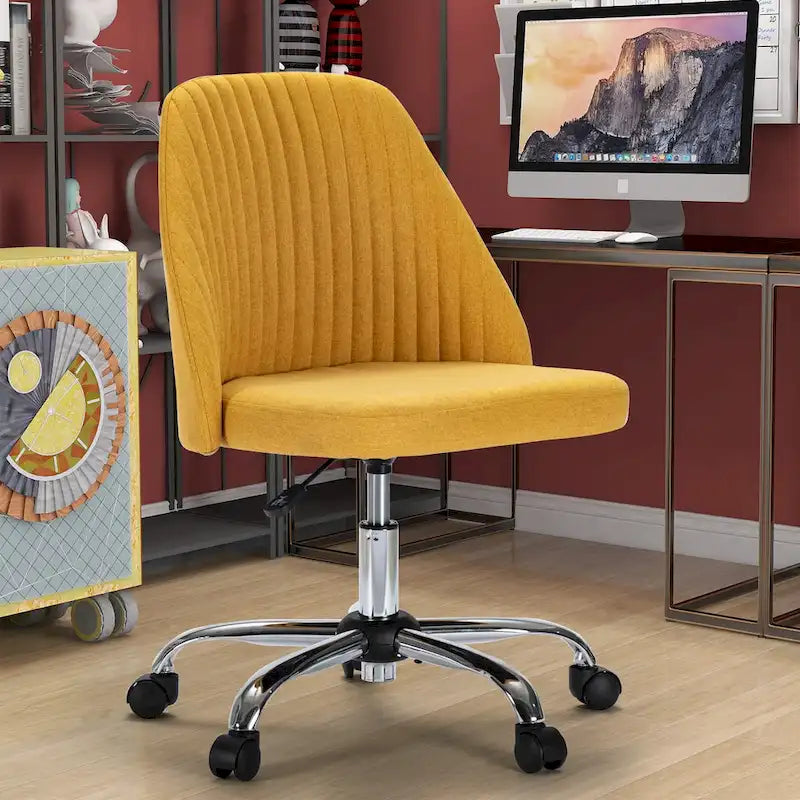 Chaise de bureau pivotante sans accoudoirs bleu / gris foncé, réglable en hauteur, à roulettes pour 1