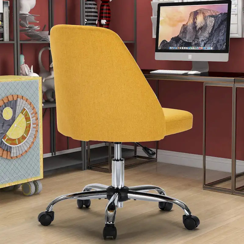 Chaise de bureau pivotante sans accoudoirs bleu / gris foncé, réglable en hauteur, à roulettes pour 1