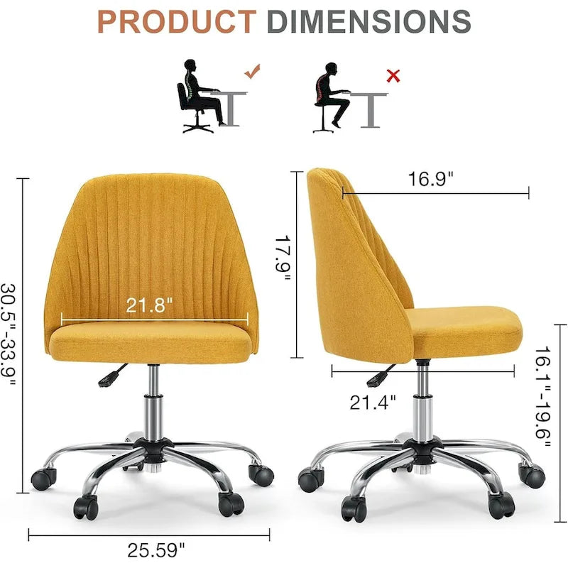 Chaise de bureau pivotante sans accoudoirs bleu / gris foncé, réglable en hauteur, à roulettes pour 1