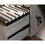 Bureau d'angle Kiln Acacia en L avec 2 tiroirs, tiroir classeur verrouillable et gestion des câbles pour 1