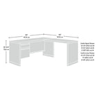 Bureau d'angle Kiln Acacia en L avec 2 tiroirs, tiroir classeur verrouillable et gestion des câbles pour 1