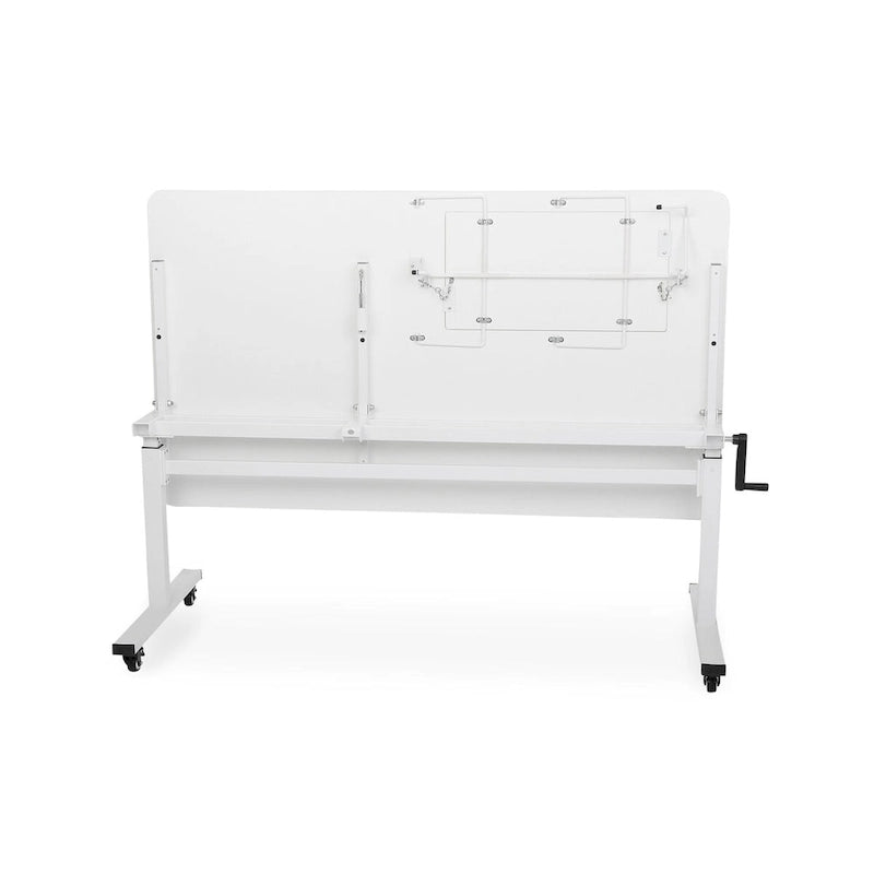 Table de couture et de coupe 2-en-1 blanche réglable en hauteur pour 1 personne