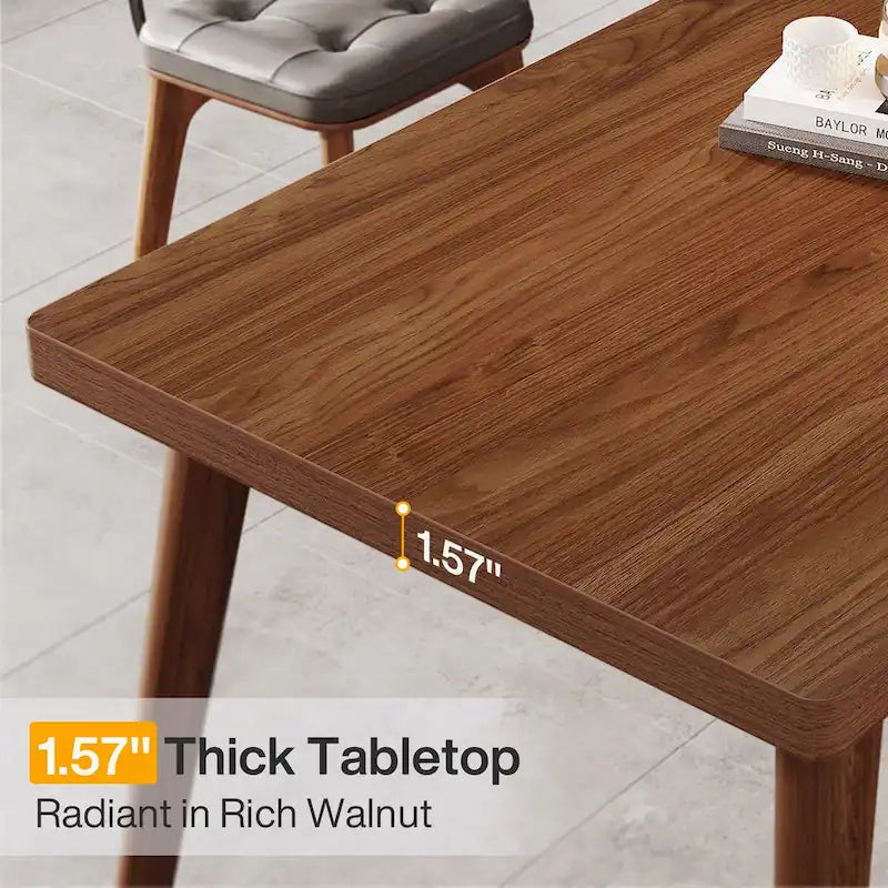 Bureau extra-long de style Mid-Century en MDF Noyer avec pieds trapézoïdaux en métal pour 2 personnes
