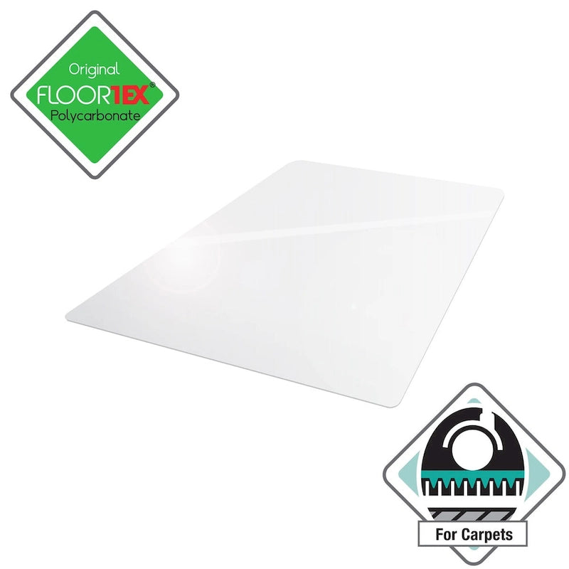 Tapis de chaise rectangulaire en polycarbonate transparent pour moquette à poils courts, pour 1
