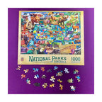 Puzzle de 1000 pièces représentant la carte multicolore des parcs nationaux d'Amérique, pour 1 joueur ou plus
