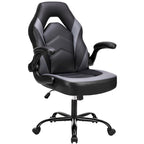 Fauteuil gamer en cuir PU Noir+Bleu / Noir+Rouge / Noir+Gris avec accoudoirs relevables et support lombaire pour 1